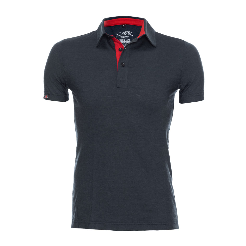 Merino Shirt Herren sMerino 160 Polo Solida graphite von SCROC