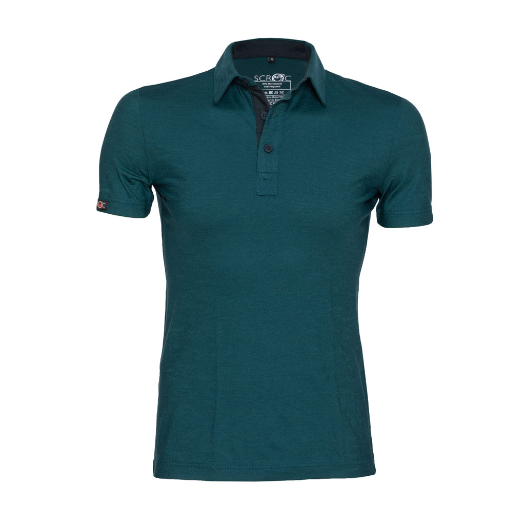 Merino Shirt Herren sMerino 160 Polo Solida petrol von SCROC