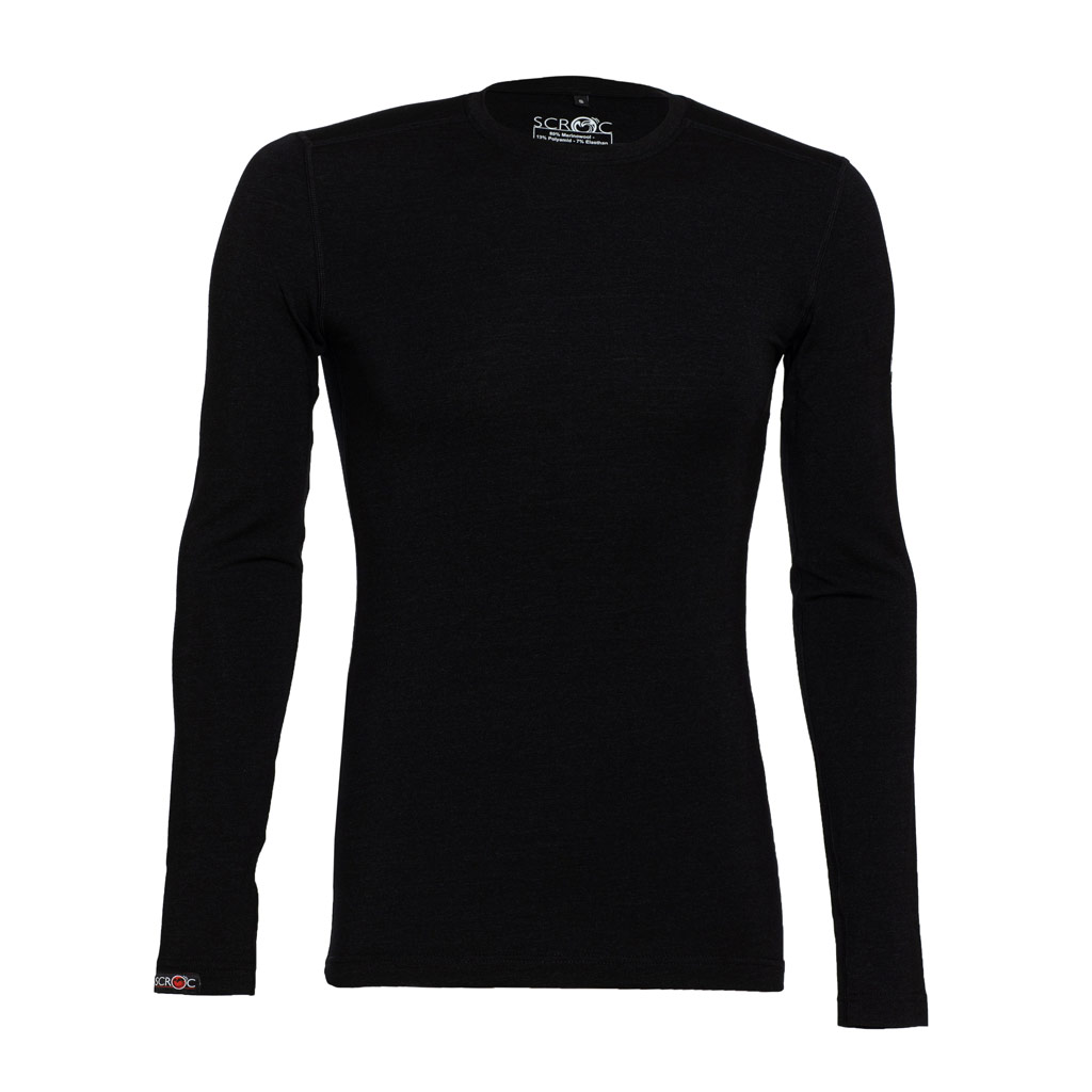 Merino Skiunterwäsche Herren sMerino 190 Shirt Junto langarm schwarz von SCROC