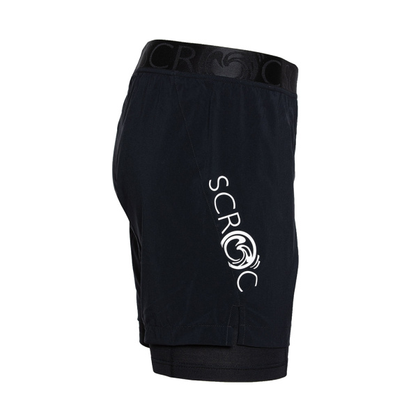 Das SCROC-Logo trägst du bei den sCooltec Merino Trailshorts Arbo entlang des rechten Beins.