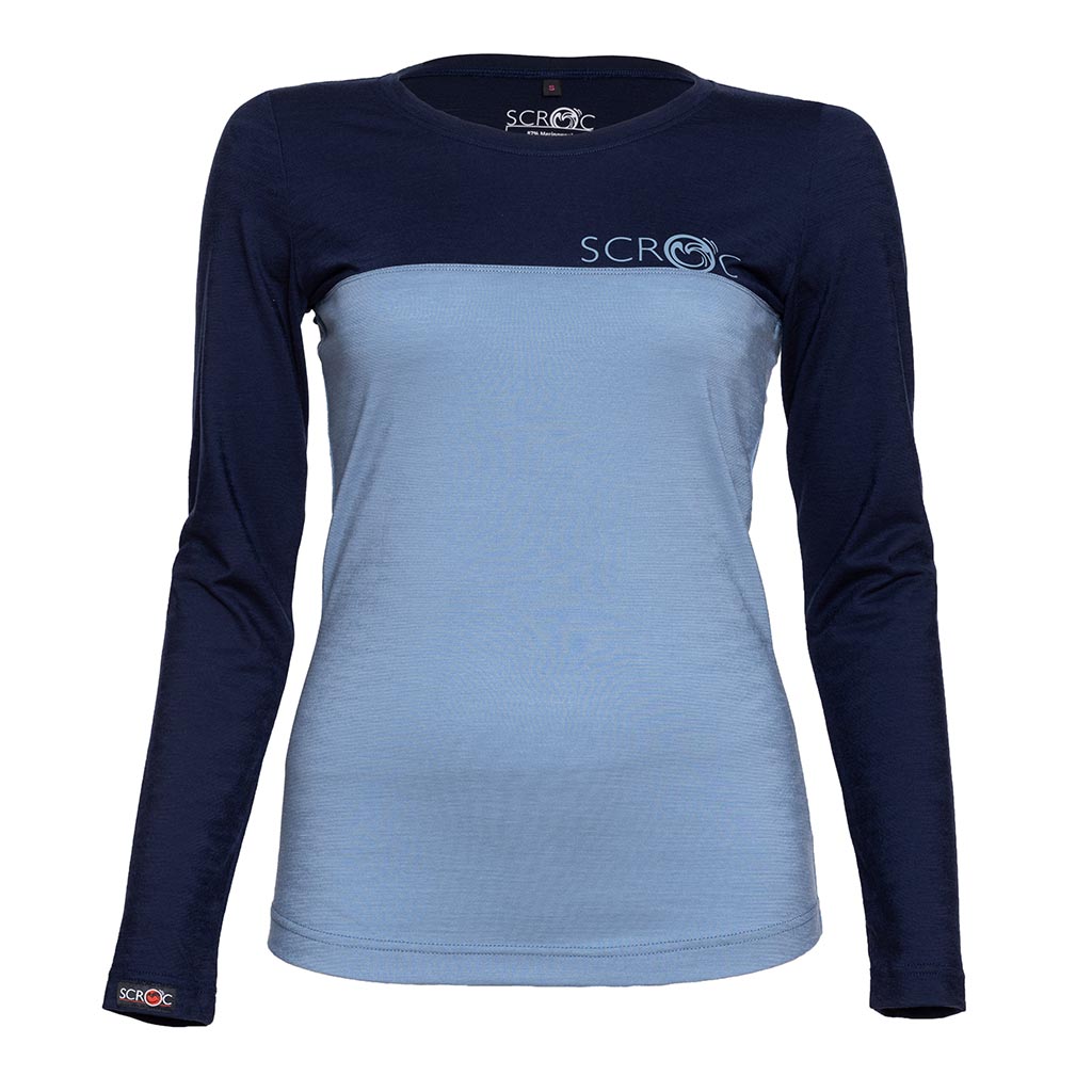 sMerino 155 Shirt Teo langarm w eisblau Damen von SCROC