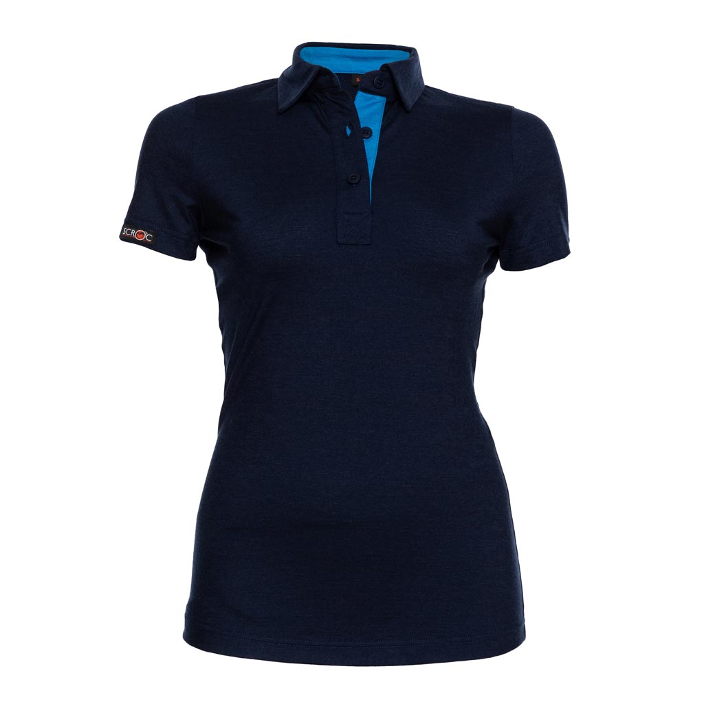 sMerino 160 Polo Solida w dunkelblau Damen von SCROC